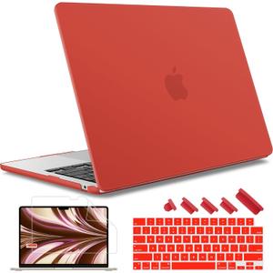 May Chen for M4 MacBook Air 13.6 inch Case 2025 2024 2023 2022 Release A3240 M3 A3113 M2 A2681, Plastic Hard Shell Case for MacBook Air 13.6" with Retina Display Fits Touch ID, Matte Red