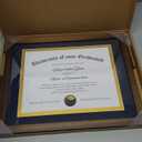 Fun Memories Walnut Wood 11x14 Diploma Frame, 100% Solid Walnut Wood Certificate Picture Frame with High Definition Glass, Document Frame for Wall and Tabletop, Blue Mat