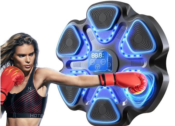 Music Boxing Machine with Gloves for Adults Boxing Machine Wall Mounted Music, Smart Bluetooth Boxing Equipment for Home and Gym, Training Machine with Electronic Wall Mounted (Black)