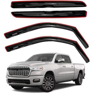 AUXKO in Channel Rain Guards for Ram 1500 Crew cab 2019-2026, 4Pcs Window Vent Visors Accessories Rain Guard Window Visors, Easy Install Car Side Window Wind Deflectors & Visors for Truck Black