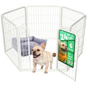 FXW Homeplus Unleashed Indoor Dog Playpen - Stress-Free and Safe Play, Heavy Duty 24 Inch 6 Panels Dog Pen for Puppy and Small Dogs, WhitePatented