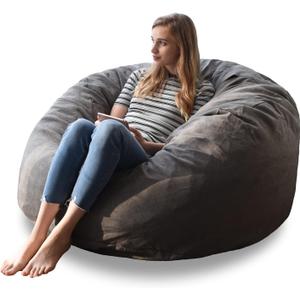 YuppieLife Big Durable Bean Bag Cover for Adults(Just Cover,No Filler) 4Ft Machine Washable Large Size Sofa Cover (Dark Grey)