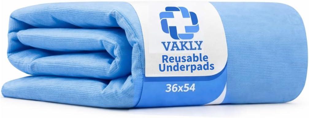 Vakly XL Washable Underpads 36 x 54 in  Reusable Waterproof Incontinence Bed Pads, Heavy Absorbent Mattress Protector for Adults, Seniors, Kids & Pets