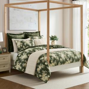 Wonderful Luxury Bridget Floral Velvet Quilt Set, Queen Size Print Geometric Stitching Bedspread, Soft and Slip Resistant, Lightweight Comforter Modern Bedding for All Season (Green, Queen) (Flower)