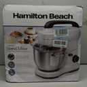 Hamilton Beach Electric Stand Mixer, 4 Quarts, Dough Hook, Flat Beater Attachments, Splash Guard, 7 Speeds with Whisk, Easy-Carry Top Handle, Red