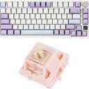 Ajazz AK820 Pro 75% Mechanical Gaming Keyboard, Gasket-Mounted with TFT Smart Display & Knob, 82 Keys, Nude Rosa, Silent Switches, USB-C, 2.4GHz, RGB Backlighting