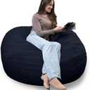 Big Joe Fuf 5Ft Oversized Foam Bean Bag Chair with Removable Cover for Kids, Teens, Adults, Cobalt Lenox, Durable Woven Polyester, 5 foot Large Reading and Gaming Seat