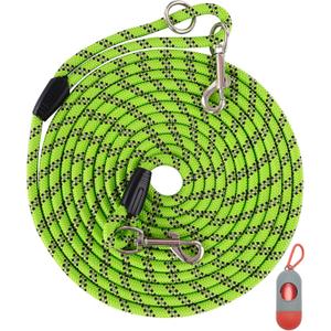 100FT Extra Long Dog Leash for Dog Training, Reflective Threads Check Cord Dog Leash, Heavy Duty Dog Lead for Large Medium Small Dogs Outside Walking, Playing, Camping, or Yard (100FT* 3/8 inch, Green)
