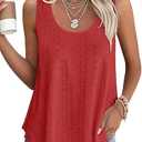 VUTRU Womens Tank Tops Sleeveless Eyelet Loose Casual Summer Flowy Square Neck Beach Vacation Clothes 2025 (X-Large, Black)