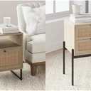 Nathan James Mina Rattan Wood End Side Accent Table Nightstand & Andrew Nightstand, Accent Bedside End Side Table with Storage Drawer (Oak/Black)