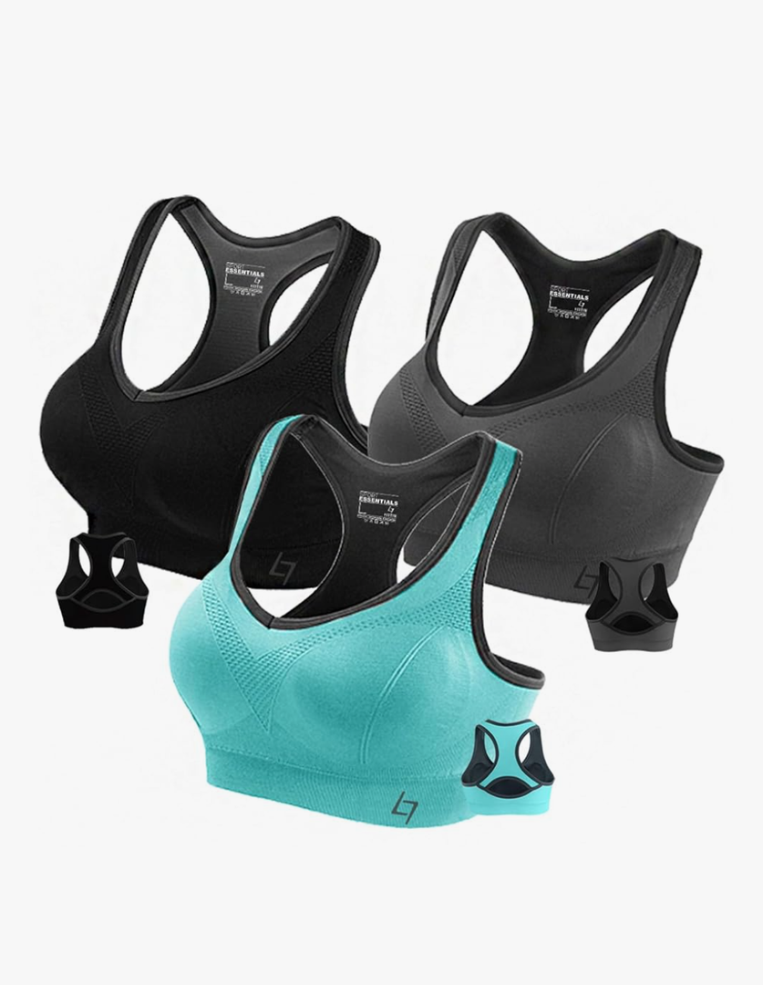 FITTIN Racerback Sports Bras for Women - Padded Seamless Support Bra for Yoga Gym Workout Fitness XL