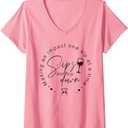 Womens Sips About To Go Down Making An Impact One Sip At A Time V-Neck T-Shirt, M