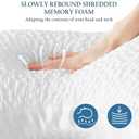 Cooling Contour Pillow for Side and Back Hot Sleepers Curved Memory Foam Pillow for Neck and Shoulder Pain Relief - Adjustable Shredded Memory Foam with Washable Cover, White Standard Size