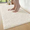 DEXI Bathroom Rugs Non Slip Washable 32x20, Ultra Soft and Water Absorbent Bath Mat, Thick Plush Fluffy Microfiber Bath Rug Carpet for Shower Floor, Tub, Sink, Ivory