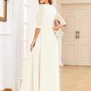 AISWI 3/4 Sleeve Maternity Dress Leaf Lace Contrast Chiffon V Neck Wrap A Line Flowy Pregnancy Dresses for Baby Shower (Yellow, XXL)