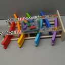 Wood City Toddler Toys for 1 2 3 Years Old, Wooden Car Ramp Racer Toy Vehicle Set with 7 Mini Cars & Race Tracks, Montessori Toys Craft Gift for Toddlers Boys and Girls