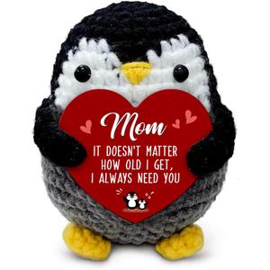 2 x Mom Gifts from Daughter Son - Handmade Penguin Crochet Birthday Gift for Moms, Mama, Mother in Law & Step Mom, I Love You Small Cute Stuff Things