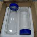 2 Pack 1000 mL Wide Mouth Graduated Round Borosilicate Reagent Media/Storage Lab Glass Bottle With GL70 Blue Polypropylene Screw Cap