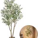 7FT Artificial Olive Tree with Lights & Planter, Tall Faux Olive Plant