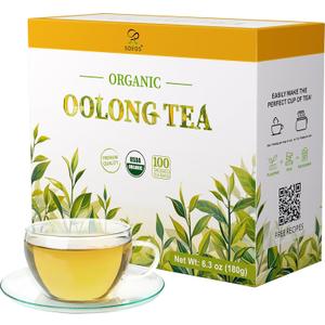 2 x Soeos Organic Oolong Tea, 100 Tea Bags, Low Caffeine, Hot and Cold Brew, Fresh and Healthy Oolong Tea, 6.3 Ounce