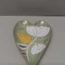 DEMDACO Abstract Floral Design by Kenzie Elston - 6.5 x 4.5 Inch Green/White/Yellow Stoneware Heart Shaped Kitchen Utensil Spoon Rest