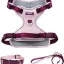 Pink Dog Harness Leash Collar Set, No Pull Reflective Dog Vest Harness with Control Handle, Adjustable Breathable Pet Harness for Dogs Walking Training (S(Neck:15.7-20.5",Chest:18.9-23.6") 22-43 lbs)