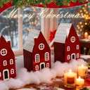 Breling 13 Pcs Christmas Village Set, Red Cardboard Christmas Village House with 500 g Fluffy Snow Cotton in 6 Paper Distinct House for Xmas Tabletop Mantel Display Winter Centerpiece
