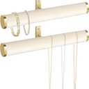 Velvet Necklace Holder Wall Jewelry Organizer, 12" Hanging Necklace Organizer, 2 Pack Wall Mounted Necklace Hanger for Bracelets Bangles Display,Beige