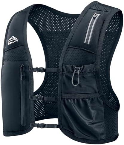 Zelvot Running Vest for Women Men, USA Original Patent, Adjustable Chest Straps Running Hydration Vest with 500ml Soft Flask and Phone Holder, Lightweight Reflective Hydration Backpack, M/L