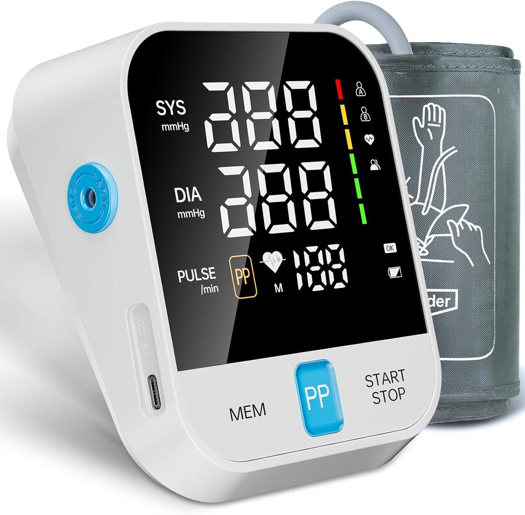 Blood Pressure Monitor for Home Use with Upper Arm Wide Range Cuff (8.7''-15.7'' Adjustable) & LED Display, Automatic Digital BP Machine Storage Bag, 240 Memories for 2 Users