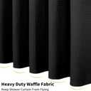 Colorful Star Small Stall Waffle Weave Shower Curtains, 256GSM Heavy Duty Shower Curtain with Snap in Fabric Liner, Hotel Style No Hook Waterproof Bathroom Curtain Set, 36 x 75 Inch, Black
