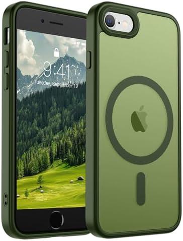 SUPFINE Magnetic for iPhone SE Case 2022 (3rd)/2020 (2nd), iPhone 8 Case (Compatible with MagSafe) (Military Grade Drop Protection) Slim Translucent Matte Phone Case, Cangling Green