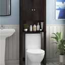 Furinno Indo Black Over The Toilet Storage with Double Doors, Bathroom Storage Cabinet, Bathroom Shelf, Space Saving Over The Toilet Organizer, Black Espresso