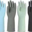4 Pairs Rubber Kitchen Dishwashing Gloves Reusable Household Cleaning Gloves for Washing Dishes and Cleaning Tasks, Non-Slip (Large)
