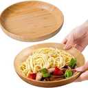 Cluzelar 7.5in Round Bamboo Wooden Plates - 2PCS Reusable Dinner Plates for Food, Snack, Dessert