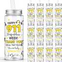 Vesici 24 Pcs 911 Dispatch Appreciation Week Gift 14.2oz Thank You Gifts Lid and Straw Plastic Reusable Tumbler Bulk Drinking Cup for Dispatcher Happy 911 Dispatch Appreciation Week Party Favors