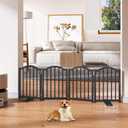 Snughome Short Dog Gate Indoor, 16" High Freestanding Small Dog Door Gate with Support Feet, Expands Up to 48’’ Wide Foldable Pet Gates for Doorway, 4 Panel Folding Pet Door Pet Fence for Puppy, Black