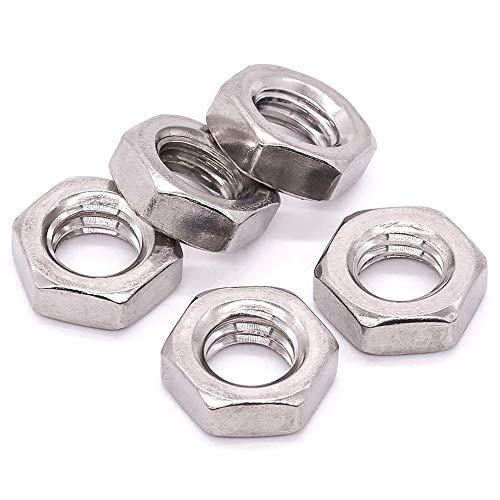 5/16-18 UNC Stainless Steel Thin Hex Nuts Hexagon Jam Nuts, 304 Stainless Steel 18-8, Full Thread, Coarse Thread, 25 PCS