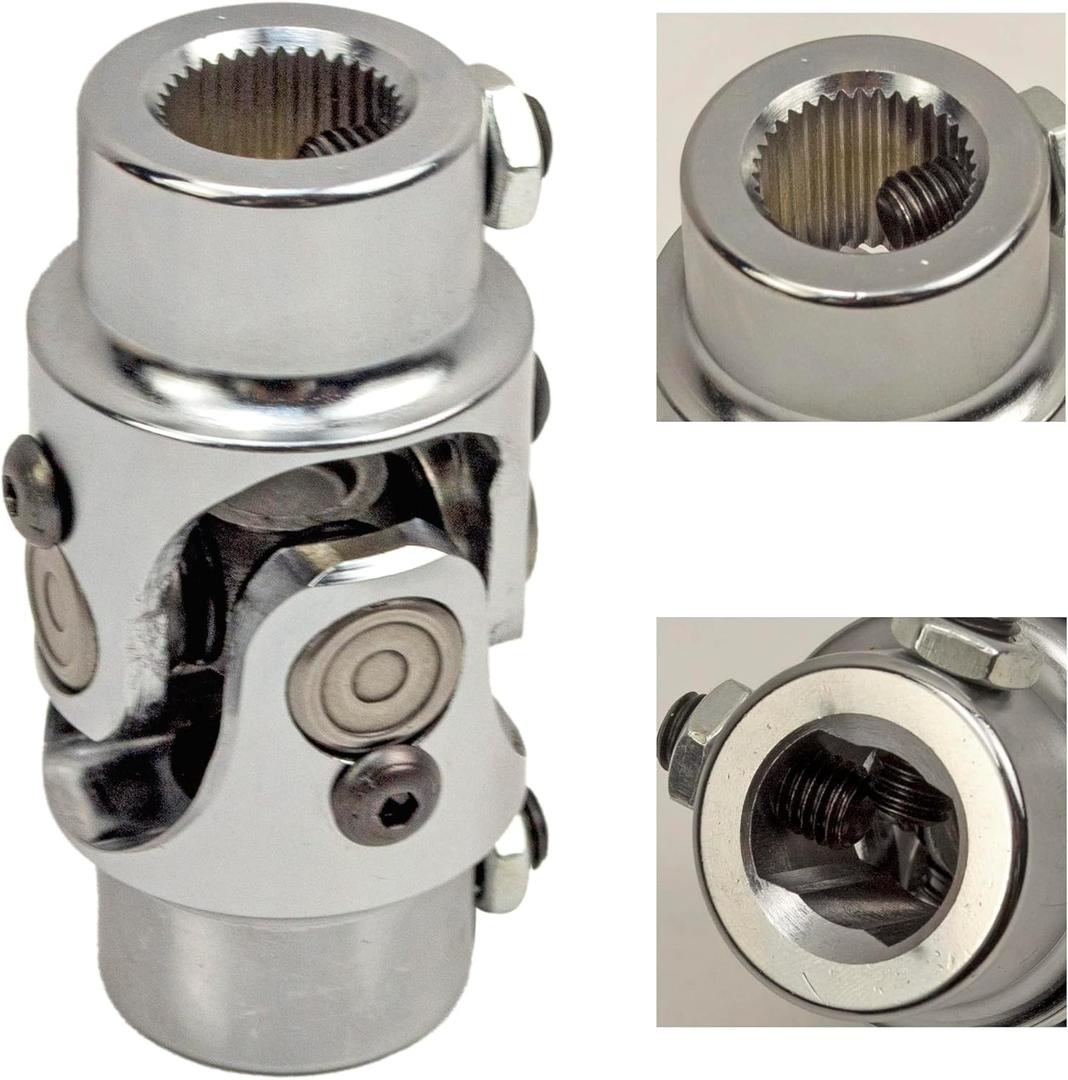 3/4" 36 Spline X 3/4" DD Steering Shaft U Joint Single Chrome Universal Joint Coupling
