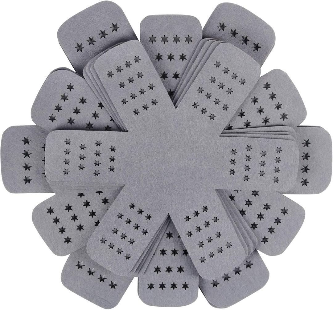 BYKITCHEN Pan Pot Protectors, Larger & Thicker Pan Protector with Stars, Set of 12 and 3 Different Sizes, Gray Pot Separator Pads for Stacking and Protecting Your Cookware