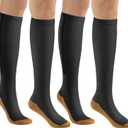 bropite Zipper Compression Socks Women & Men - 2Pairs Calf Knee High 15-20mmHg Closed Toe Compression Stocking (Large-X-Large, Black Copper)