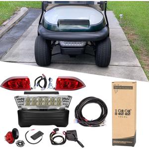 10L0L Golf Cart Deluxe Light Kit for Club Car Precedent, Headlights Taillight with Turn Signal Switch Horn Button, Blinker & Brake Light Switch Pad