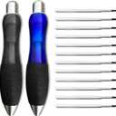 14pcs Big Fat Pens Aids Writing - 2 Pens + 6 Black Refills + 6 Blue Refills for Tremor, Arthritis, Parkinson, Handicap, Carpal Tunnel