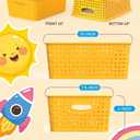 WYT 6-Pack Plastic Small Shelf Storage Weave Baskets Organizing for Cabinets and Pantries, Yellow