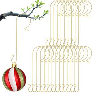 LEIFIDE 30 Pcs 9.5'' Large Christmas Ornament Hanger Hooks Outdoor Metal Wire Christmas Tree Hooks S Shaped Hangers for Tree Hanging Decoration Balls Party Supplies(Gold)
