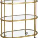 Henn&Hart 30" Wide Oval Bar Cart in Brass, Bar Carts for the Home