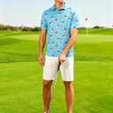 uideazone Golf Shirts for Men Dry Fit Polo Shirt Short Sleeve Moisture Wicking Golf Polos Performance Golf Tennis Shirt (Medium, Funny Hot Dog)