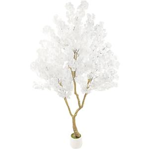 6.9FT White Artificial Cherry Blossom Tree Potted Decor