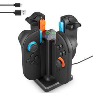 RHOTALL Charging Dock Compatible with Nintendo Switch 2 joycon Controllers, 4 in 1 Fast Charger Station for Switch 2 with LED Indicator and Charger Cable,Magnetic & Non-Slip Base Charging Accessories