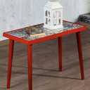 Comfyt Coffee Table, Handmade Side Table, End Table, Nightstand Nesting Table Bedside Table Accent Table Home Essentials Wood Tiled Top Rustic Table Ceramic Tiles Mexican Tile Table (13x24, Red)